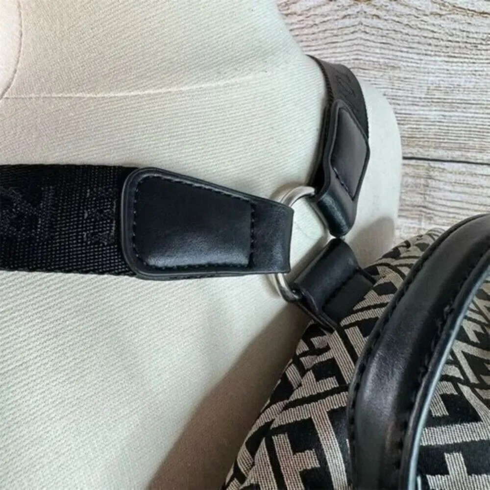 Tommy Hilfiger Unisex Backpack Black‎ Cream Monogram Canvas Adjustable Straps